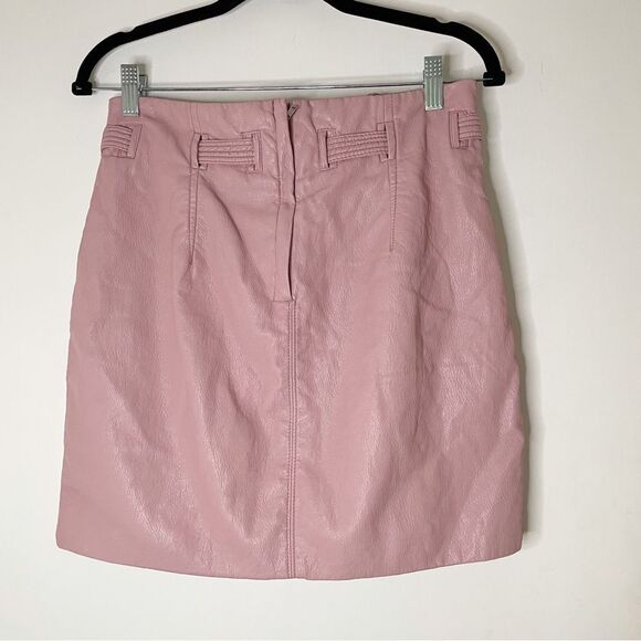 Free people belted leather mini skirt light pink 6 - Picture 7 of 10